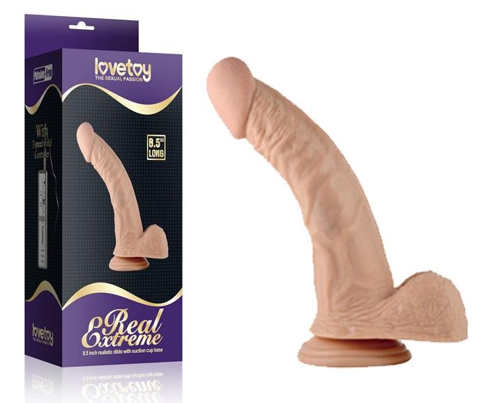 LOVETOY Real Extreme Eğimli 22 cm Vantuzlu Realistik Dildo Penis