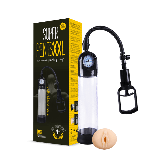 PenisXXL Basınç Göstergeli Penis Geliştirici Vakum Pompa + Vajina Başlık