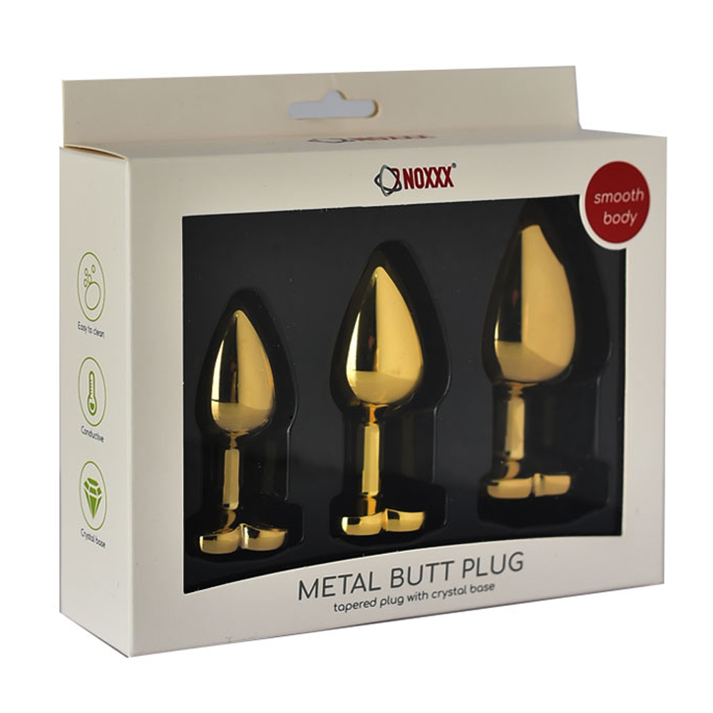 NOXXX Altın Renkli Kalpli Çelik Anal Plug – 3 Boy Set