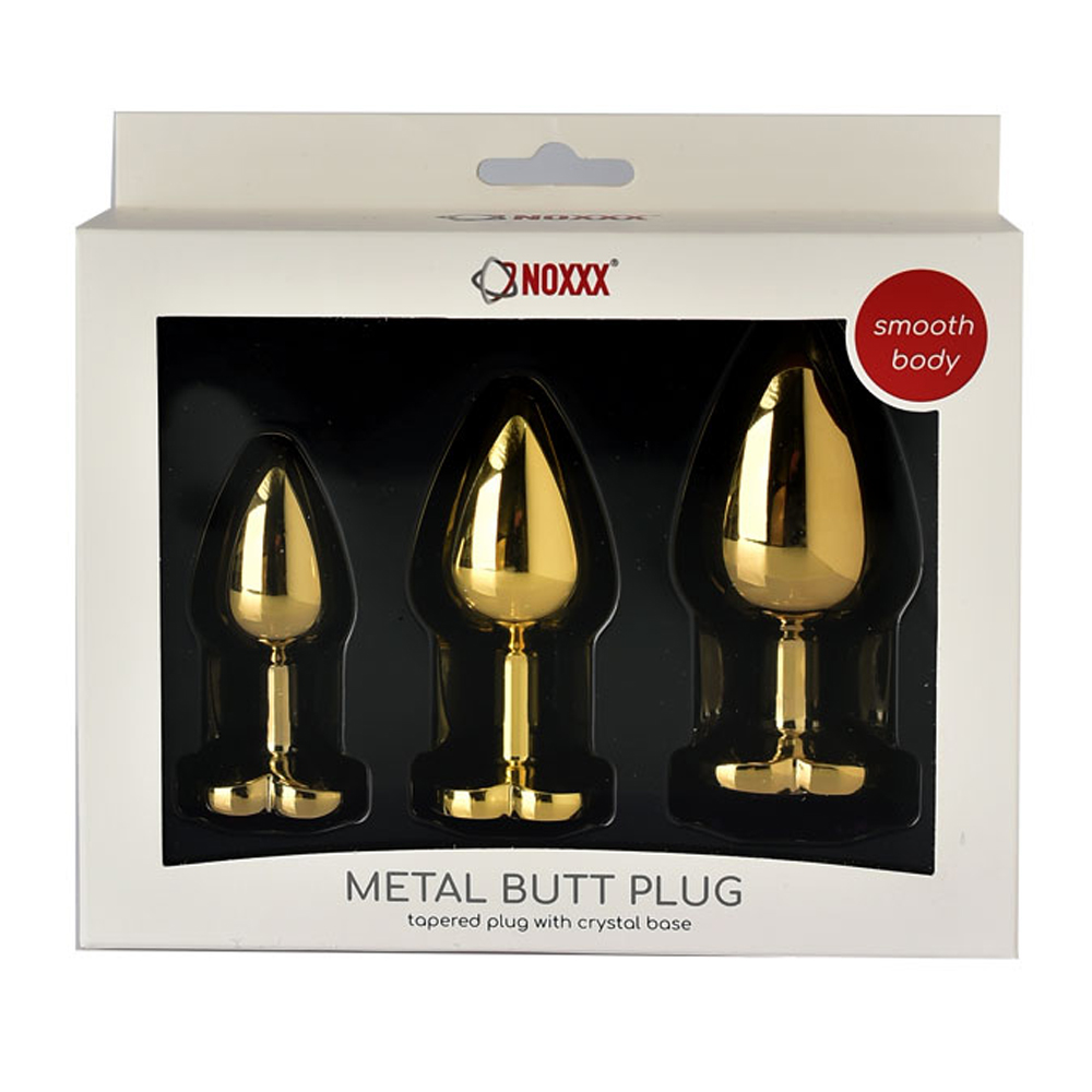 NOXXX Altın Renkli Kalpli Çelik Anal Plug – 3 Boy Set
