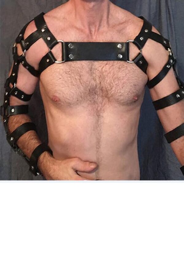 Erkek Fantazi Giyim Deri Kol ve Göğüs Harness  APFTM5