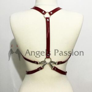 Göğsü Üçgen Detaylı Bordo Harness