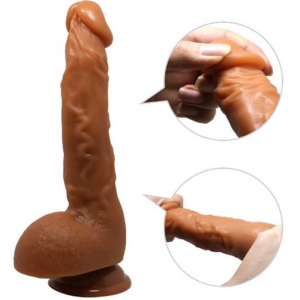 Gerçekçi 25 Cm Kavisli Penis Melez Damarlı Dev Dildo